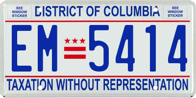 DC license plate EM5414