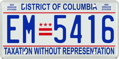 DC license plate EM5416