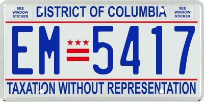 DC license plate EM5417
