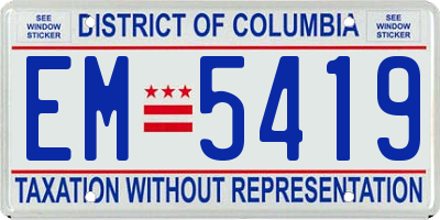 DC license plate EM5419
