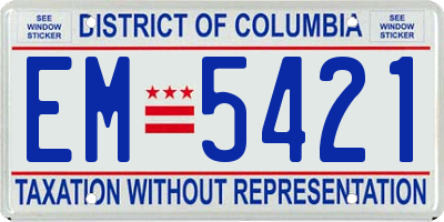 DC license plate EM5421