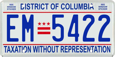 DC license plate EM5422