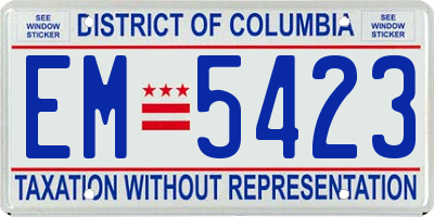 DC license plate EM5423