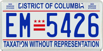 DC license plate EM5426