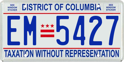 DC license plate EM5427