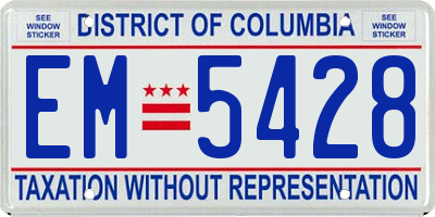 DC license plate EM5428
