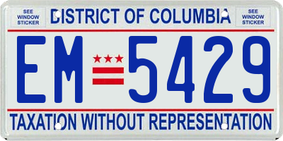 DC license plate EM5429