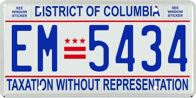 DC license plate EM5434
