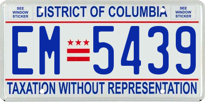 DC license plate EM5439