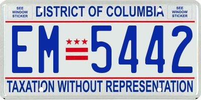 DC license plate EM5442