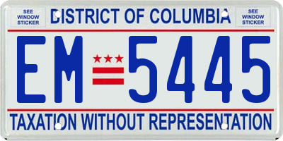 DC license plate EM5445