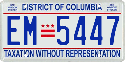 DC license plate EM5447