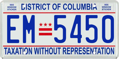 DC license plate EM5450