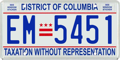 DC license plate EM5451