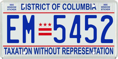 DC license plate EM5452