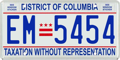DC license plate EM5454