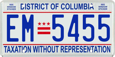 DC license plate EM5455