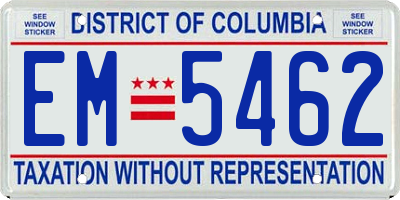DC license plate EM5462