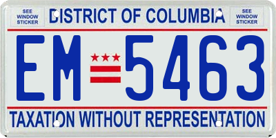 DC license plate EM5463
