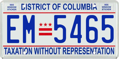 DC license plate EM5465