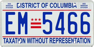 DC license plate EM5466
