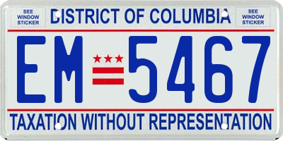 DC license plate EM5467