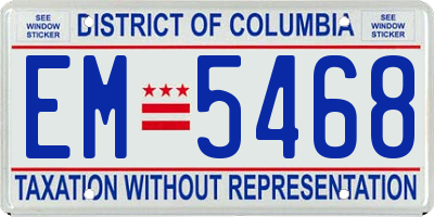 DC license plate EM5468
