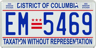 DC license plate EM5469
