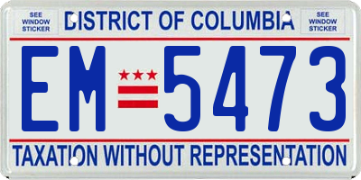 DC license plate EM5473