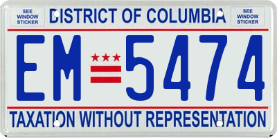 DC license plate EM5474