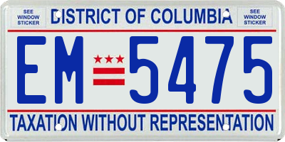 DC license plate EM5475
