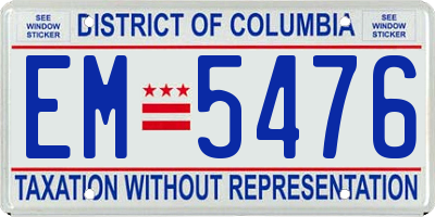 DC license plate EM5476