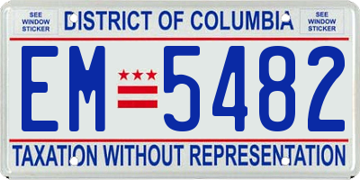 DC license plate EM5482