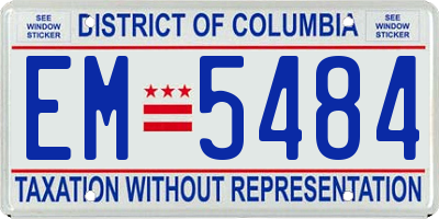 DC license plate EM5484