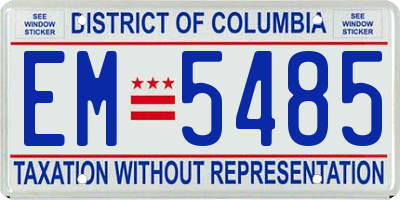 DC license plate EM5485