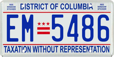 DC license plate EM5486
