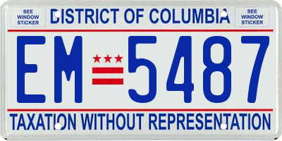 DC license plate EM5487