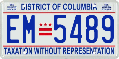 DC license plate EM5489