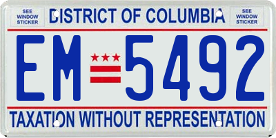DC license plate EM5492