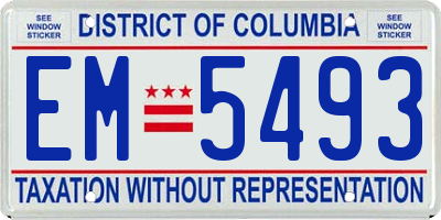 DC license plate EM5493