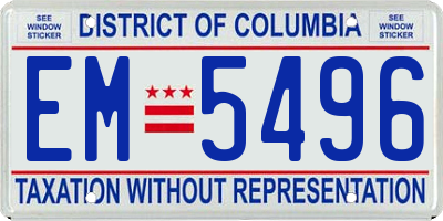 DC license plate EM5496