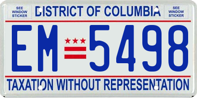 DC license plate EM5498