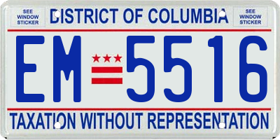DC license plate EM5516