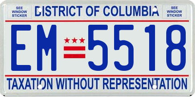 DC license plate EM5518