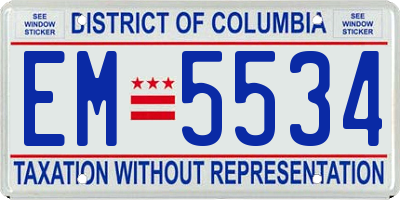 DC license plate EM5534