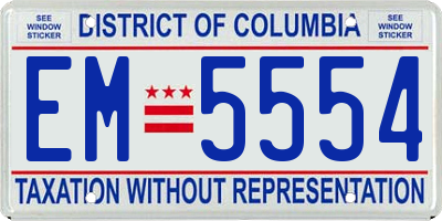 DC license plate EM5554