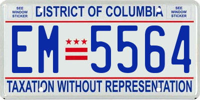 DC license plate EM5564