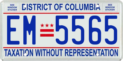 DC license plate EM5565