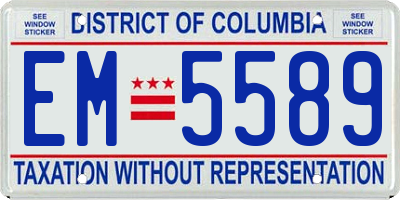 DC license plate EM5589