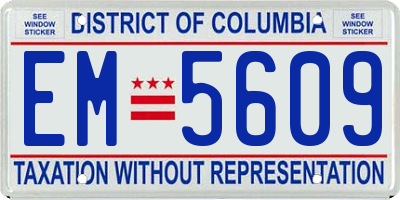 DC license plate EM5609